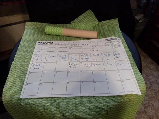 Tape log sheet for the song Current Events